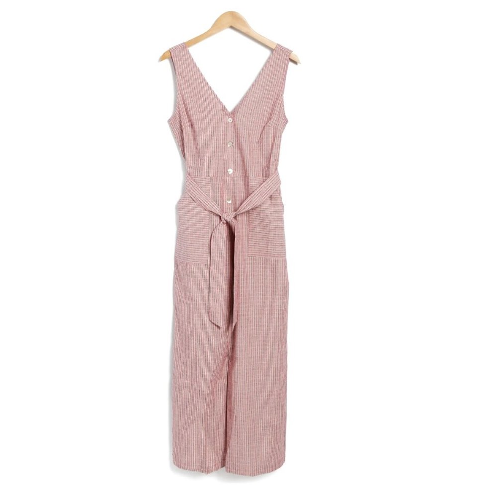 Striped V-neck Jumpsuit